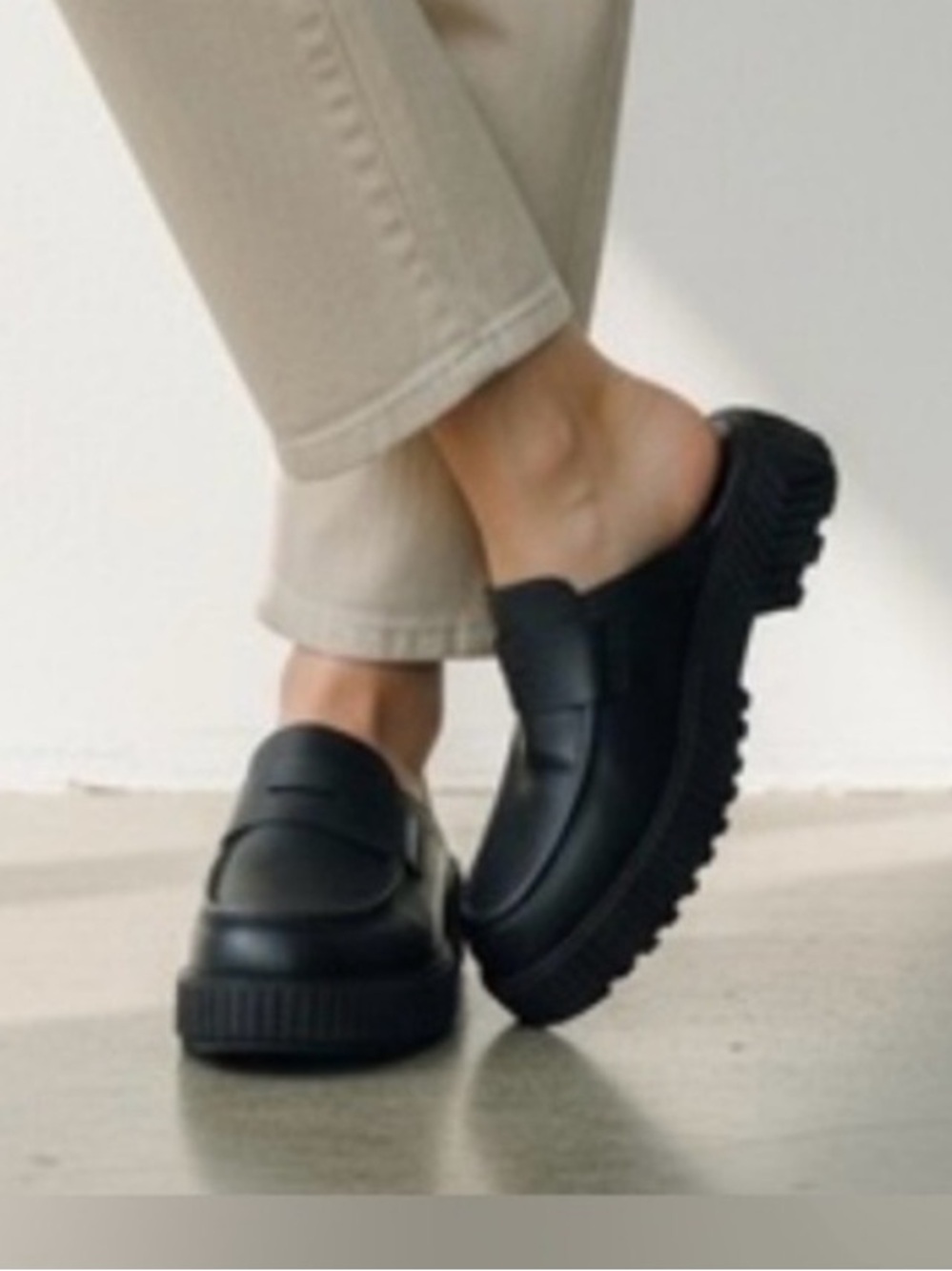 Sorel Black Platform Slip-On Mule Loafers